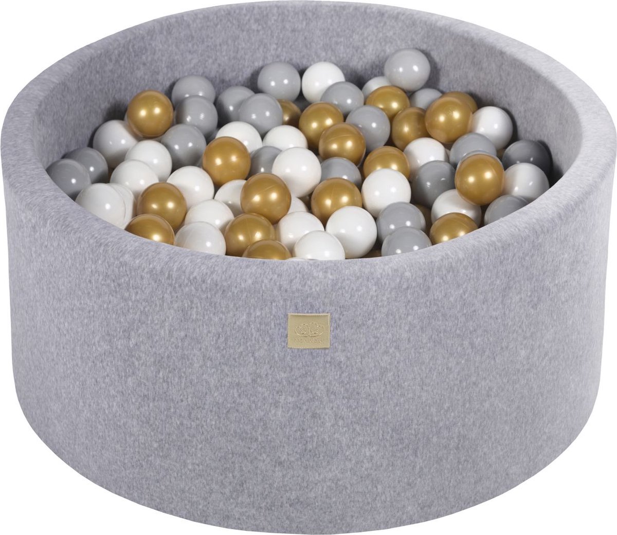 Ronde ballenbak VELVET 90x40 - Licht Grijs incl 300 ballen - Goud, Grijs, Wit |  je.nl